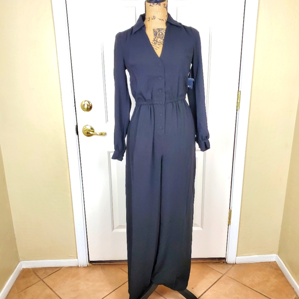 ModCloth Everything and More Retro Style Jumpsuit Solid Black